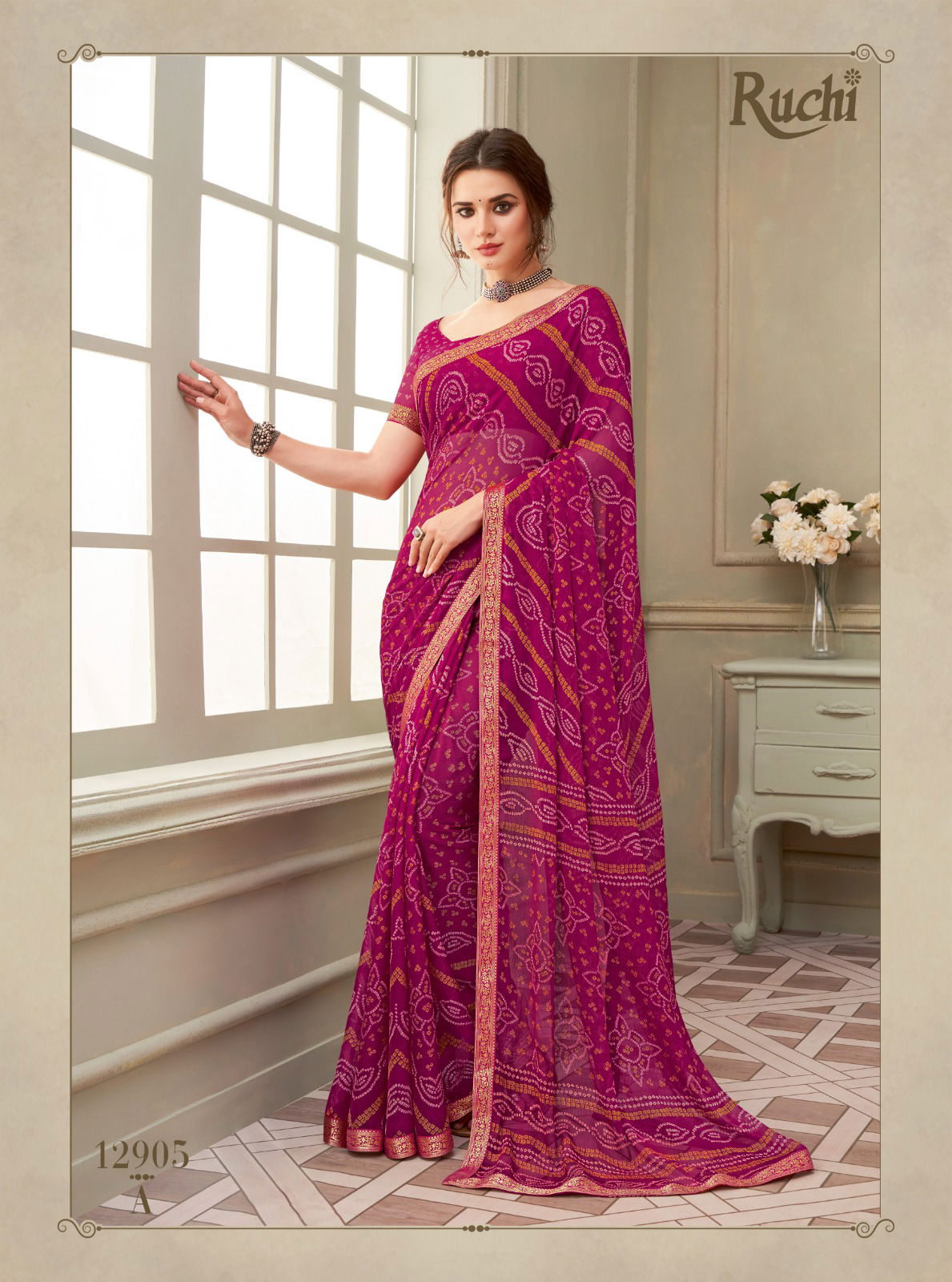 Simaya By Ruchi Printed Designer Chiffon Sarees Wholesale Market In Surat